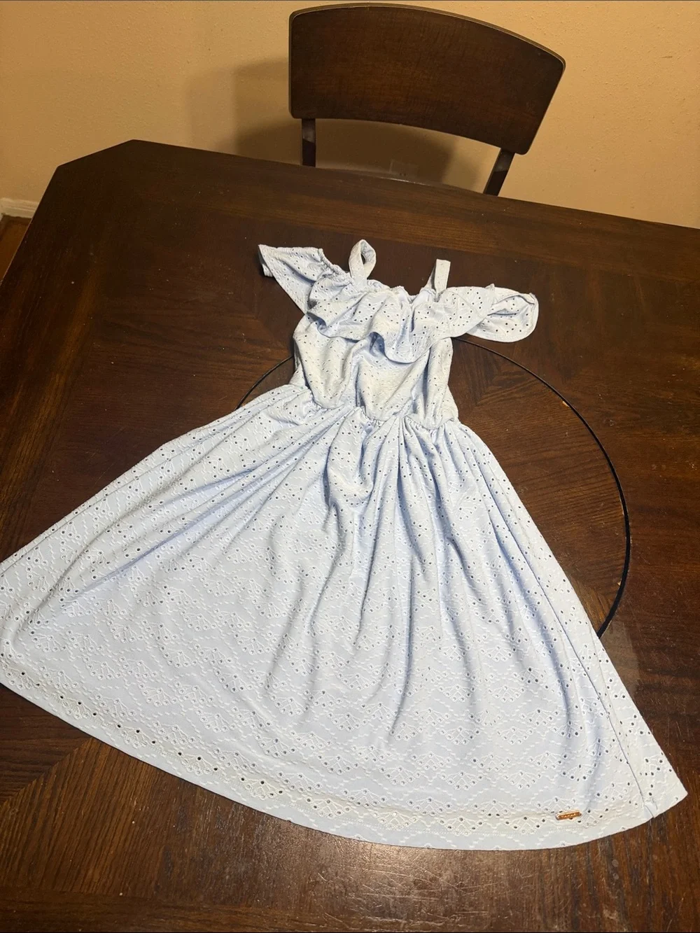 Tahari Pale Blue Eyelet Ruffle Sundress for Girls